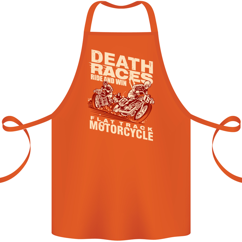 Death Races Flat Track Motorcycle Biker Cotton Apron 100% Organic Orange