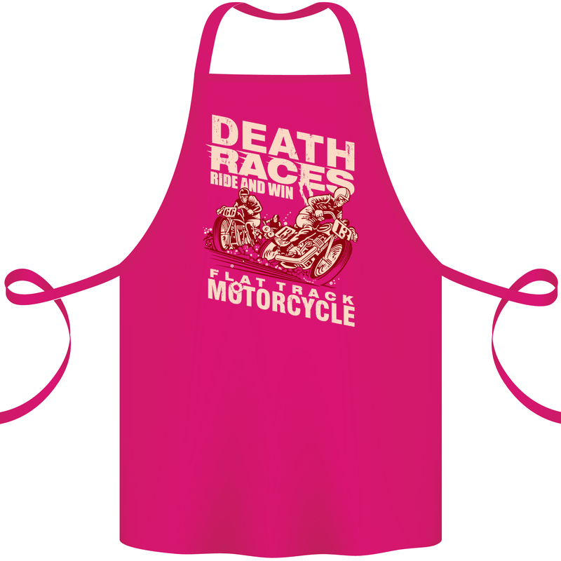 Death Races Flat Track Motorcycle Biker Cotton Apron 100% Organic Pink