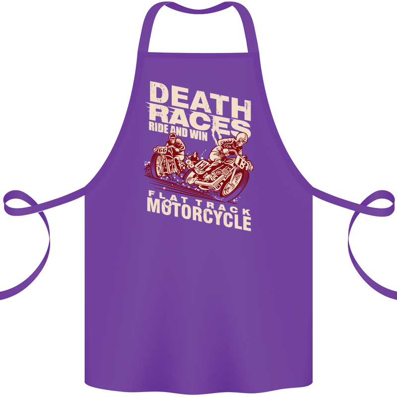 Death Races Flat Track Motorcycle Biker Cotton Apron 100% Organic Purple
