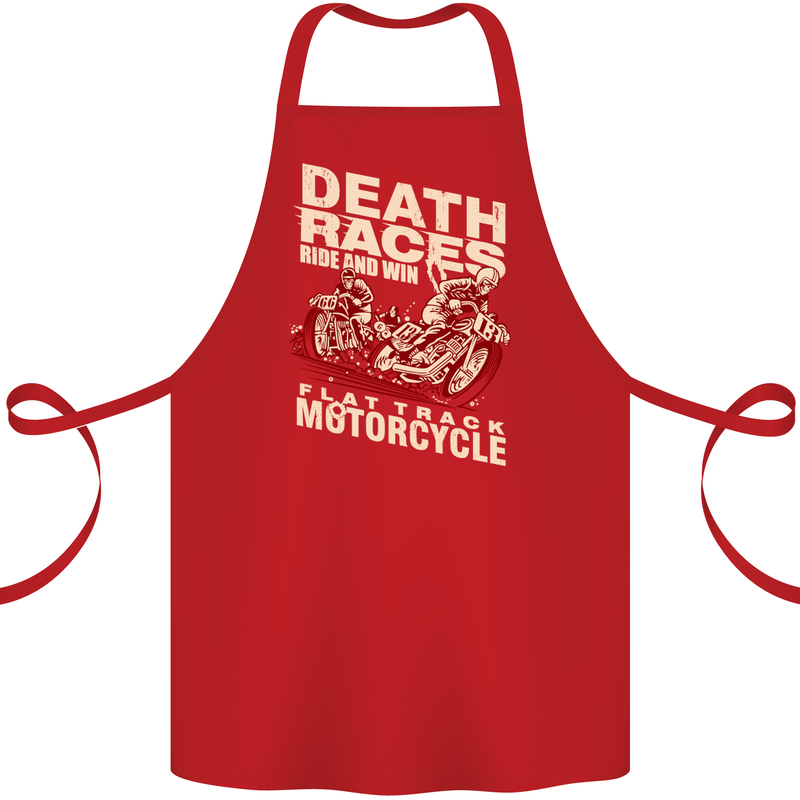Death Races Flat Track Motorcycle Biker Cotton Apron 100% Organic Red