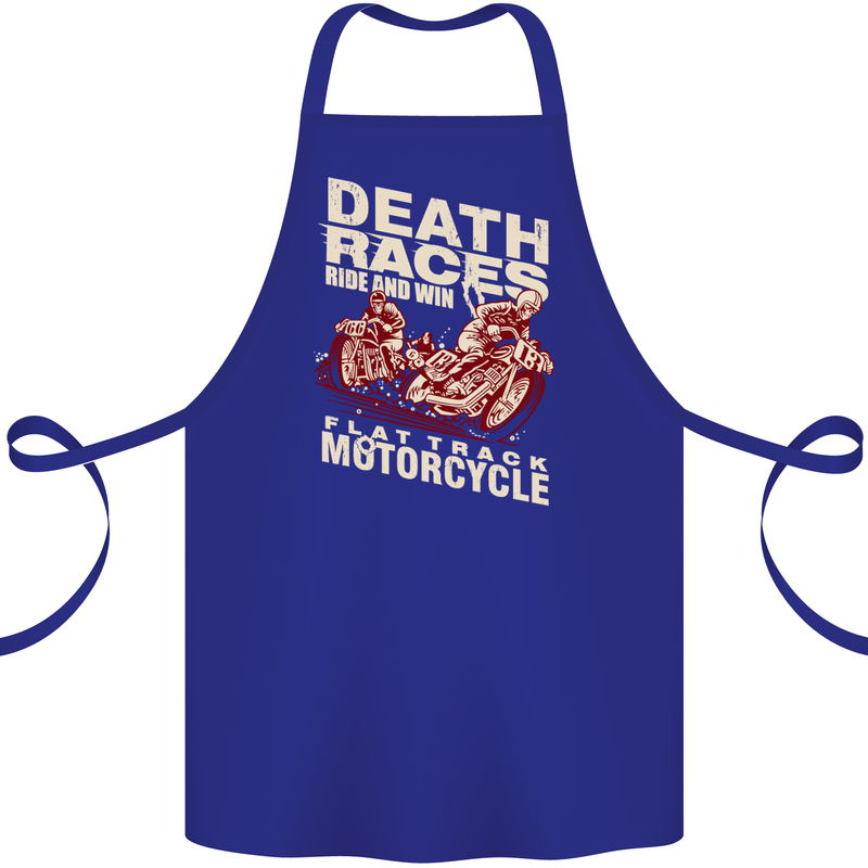 Death Races Flat Track Motorcycle Biker Cotton Apron 100% Organic Royal Blue