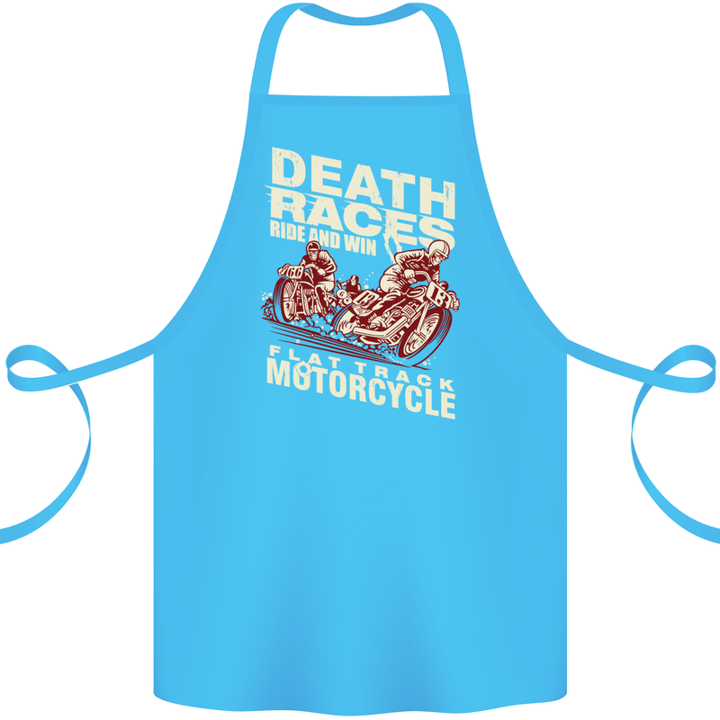 Death Races Flat Track Motorcycle Biker Cotton Apron 100% Organic Turquoise