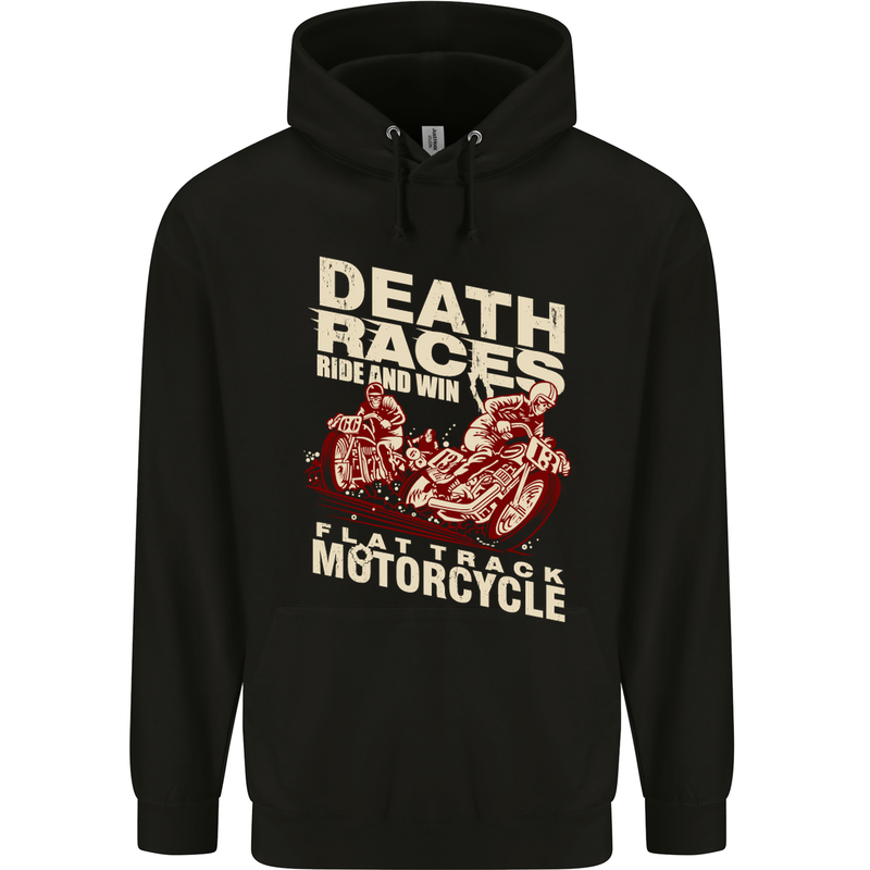 Death Races Flat Track Motorcycle Biker Mens 80% Cotton Hoodie Black