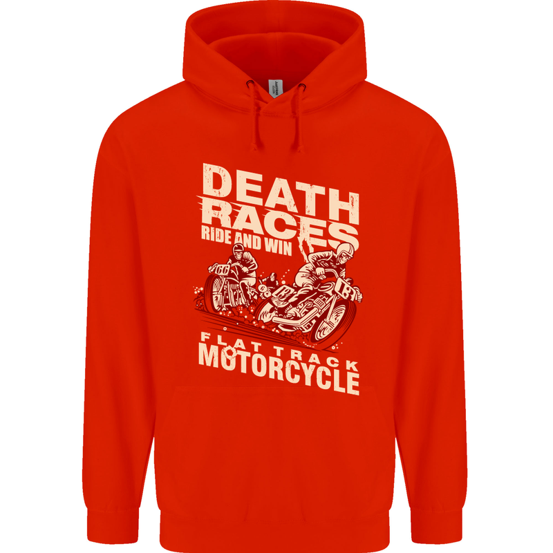 Death Races Flat Track Motorcycle Biker Mens 80% Cotton Hoodie Bright Red