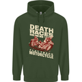 Death Races Flat Track Motorcycle Biker Mens 80% Cotton Hoodie Forest Green