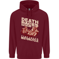Death Races Flat Track Motorcycle Biker Mens 80% Cotton Hoodie Maroon