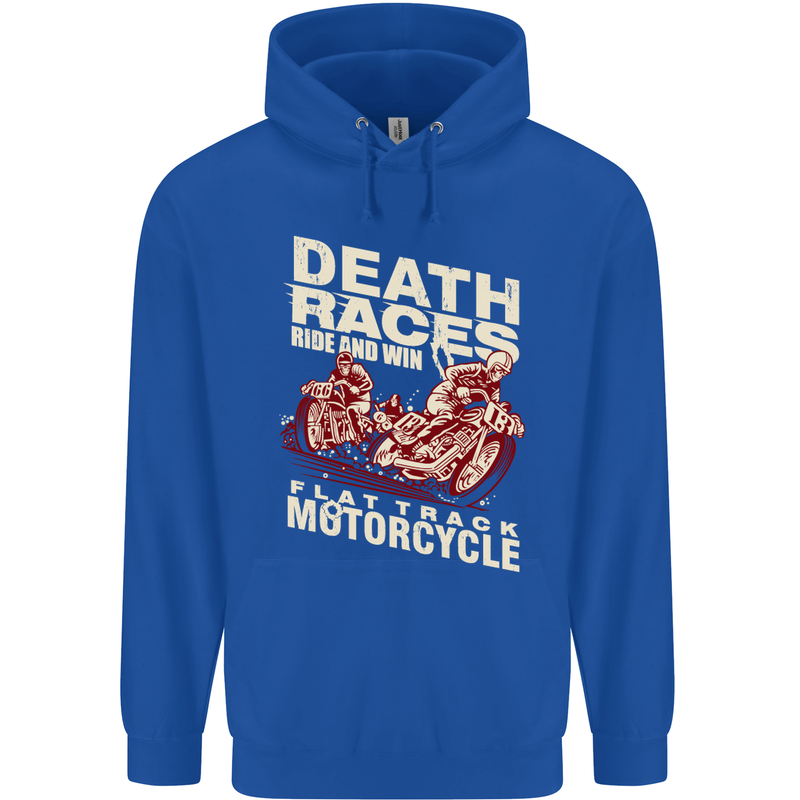 Death Races Flat Track Motorcycle Biker Mens 80% Cotton Hoodie Royal Blue