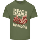 Death Races Flat Track Motorcycle Biker Mens Cotton T-Shirt Tee Top Military Green
