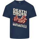 Death Races Flat Track Motorcycle Biker Mens Cotton T-Shirt Tee Top Navy Blue