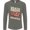 Death Races Flat Track Motorcycle Biker Mens Long Sleeve T-Shirt Charcoal