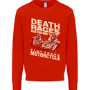 Death Races Flat Track Motorcycle Biker Mens Sweatshirt Jumper Bright Red