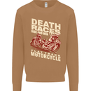 Death Races Flat Track Motorcycle Biker Mens Sweatshirt Jumper Caramel Latte