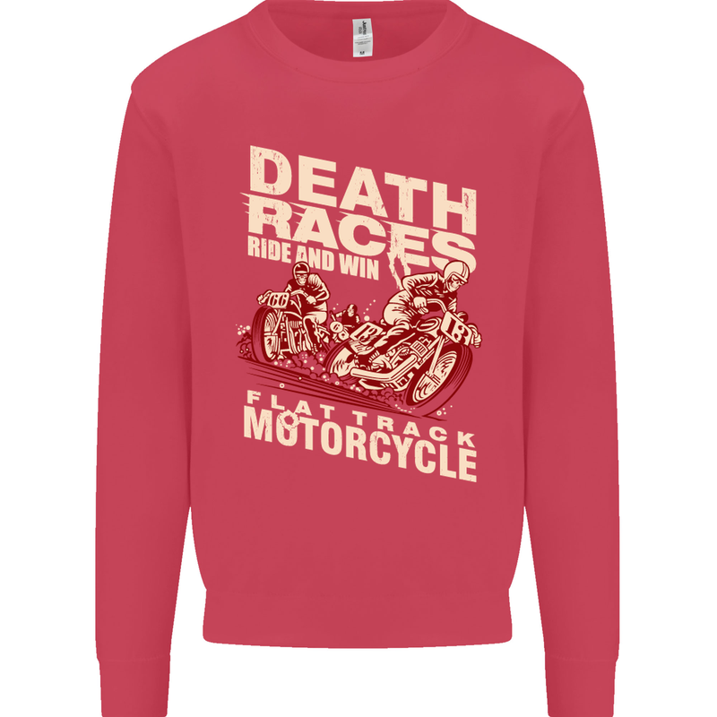 Death Races Flat Track Motorcycle Biker Mens Sweatshirt Jumper Heliconia
