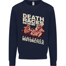 Death Races Flat Track Motorcycle Biker Mens Sweatshirt Jumper Navy Blue