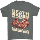 Death Races Flat Track Motorcycle Biker Mens T-Shirt Cotton Gildan Charcoal