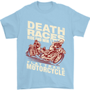 Death Races Flat Track Motorcycle Biker Mens T-Shirt Cotton Gildan Light Blue