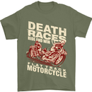 Death Races Flat Track Motorcycle Biker Mens T-Shirt Cotton Gildan Military Green