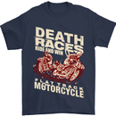 Death Races Flat Track Motorcycle Biker Mens T-Shirt Cotton Gildan Navy Blue