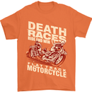 Death Races Flat Track Motorcycle Biker Mens T-Shirt Cotton Gildan Orange