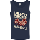 Death Races Flat Track Motorcycle Biker Mens Vest Tank Top Navy Blue