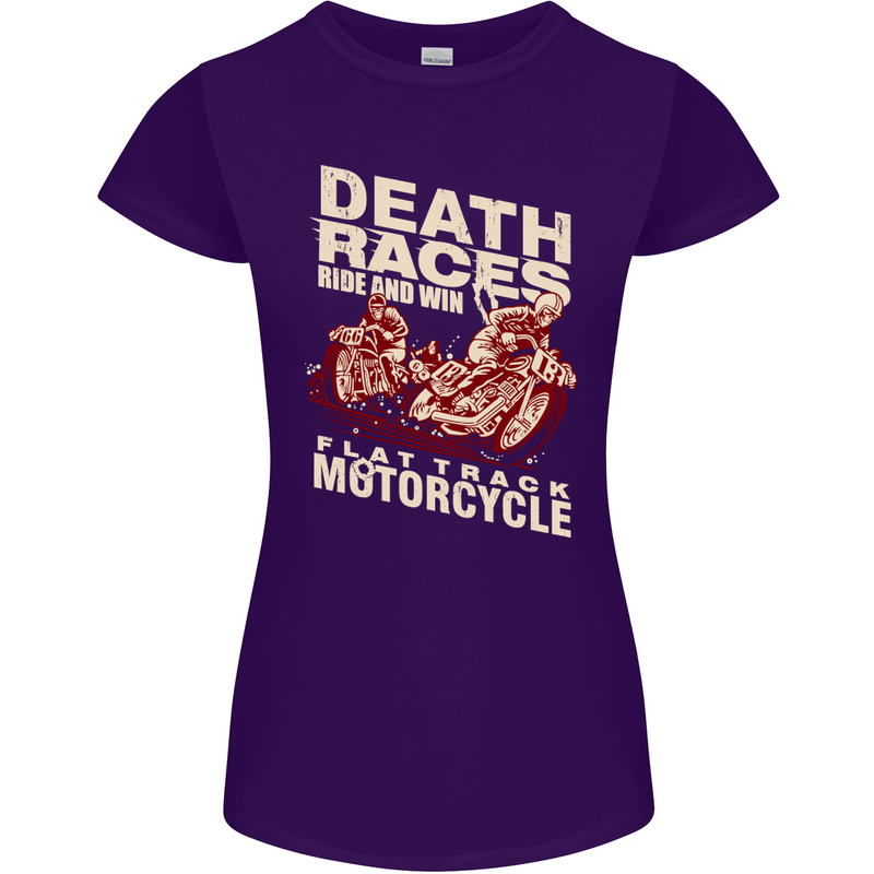 Death Races Flat Track Motorcycle Biker Womens Petite Cut T-Shirt Purple