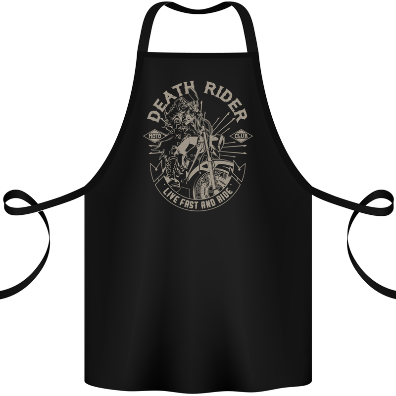 Death Rider Moto Club Biker Motorcycle Cotton Apron 100% Organic Black