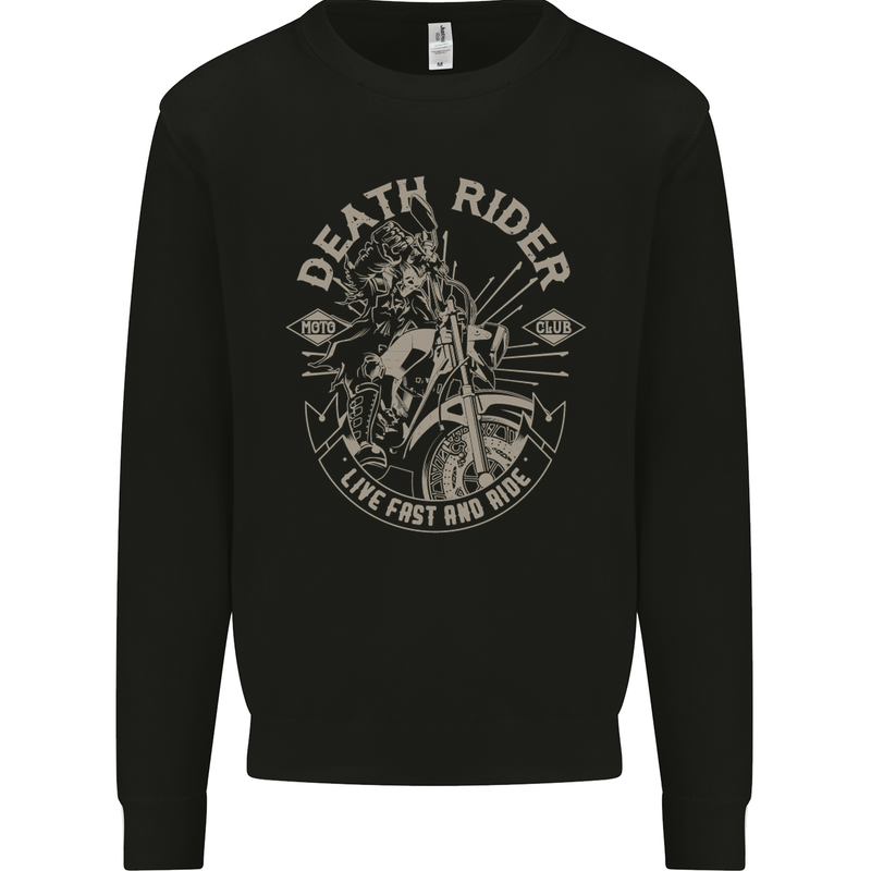 Death Rider Moto Club Biker Motorcycle Mens Sweatshirt Jumper Black