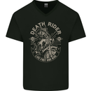 Death Rider Moto Club Biker Motorcycle Mens V-Neck Cotton T-Shirt Black