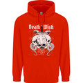 Death Wish Skulls Snakes Biker Gothic Demon Childrens Kids Hoodie Bright Red