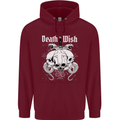Death Wish Skulls Snakes Biker Gothic Demon Childrens Kids Hoodie Maroon