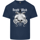 Death Wish Skulls Snakes Biker Gothic Demon Kids T-Shirt Childrens Navy Blue