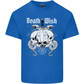 Death Wish Skulls Snakes Biker Gothic Demon Kids T-Shirt Childrens Royal Blue