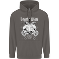 Death Wish Skulls Snakes Biker Gothic Demon Mens 80% Cotton Hoodie Charcoal