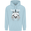Death Wish Skulls Snakes Biker Gothic Demon Mens 80% Cotton Hoodie Light Blue