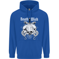 Death Wish Skulls Snakes Biker Gothic Demon Mens 80% Cotton Hoodie Royal Blue