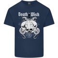 Death Wish Skulls Snakes Biker Gothic Demon Mens Cotton T-Shirt Tee Top Navy Blue