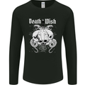 Death Wish Skulls Snakes Biker Gothic Demon Mens Long Sleeve T-Shirt Black