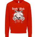 Death Wish Skulls Snakes Biker Gothic Demon Mens Sweatshirt Jumper Bright Red