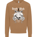 Death Wish Skulls Snakes Biker Gothic Demon Mens Sweatshirt Jumper Caramel Latte