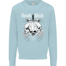 Death Wish Skulls Snakes Biker Gothic Demon Mens Sweatshirt Jumper Light Blue