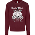 Death Wish Skulls Snakes Biker Gothic Demon Mens Sweatshirt Jumper Maroon