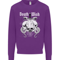 Death Wish Skulls Snakes Biker Gothic Demon Mens Sweatshirt Jumper Purple