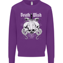 Death Wish Skulls Snakes Biker Gothic Demon Mens Sweatshirt Jumper Purple