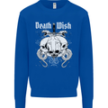 Death Wish Skulls Snakes Biker Gothic Demon Mens Sweatshirt Jumper Royal Blue