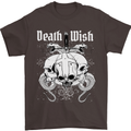 Death Wish Skulls Snakes Biker Gothic Demon Mens T-Shirt Cotton Gildan Dark Chocolate