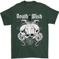 Death Wish Skulls Snakes Biker Gothic Demon Mens T-Shirt Cotton Gildan Forest Green