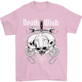 Death Wish Skulls Snakes Biker Gothic Demon Mens T-Shirt Cotton Gildan Light Pink