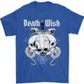 Death Wish Skulls Snakes Biker Gothic Demon Mens T-Shirt Cotton Gildan Royal Blue