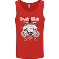 Death Wish Skulls Snakes Biker Gothic Demon Mens Vest Tank Top Red
