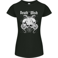 Death Wish Skulls Snakes Biker Gothic Demon Womens Petite Cut T-Shirt Black